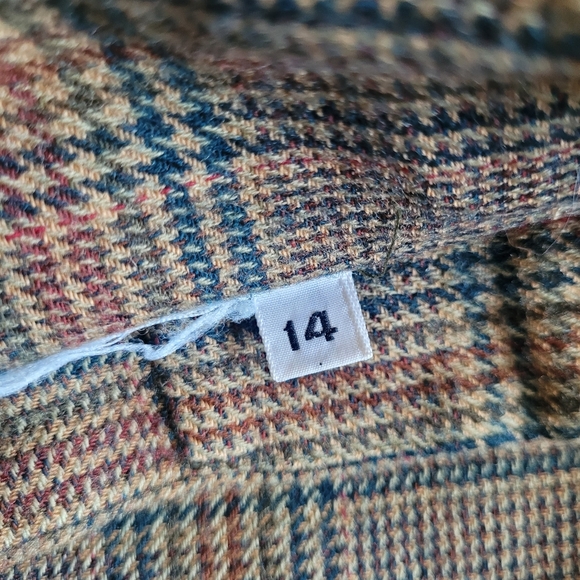 Vintage 100% Wool Glen Plaid Button-front Midi Skirt 10 Academia Heritage - Picture 11 of 15